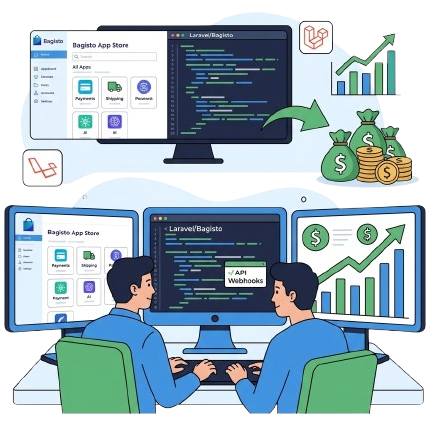 Developer tworzący aplikacje Bagisto