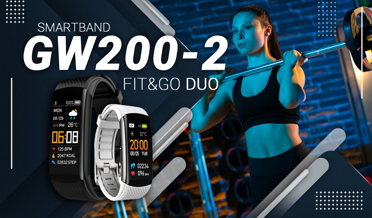 Smartband GIEWONT Fit&GO Duo GW200-2 - Black + Pasek Ice White - obrazek 3