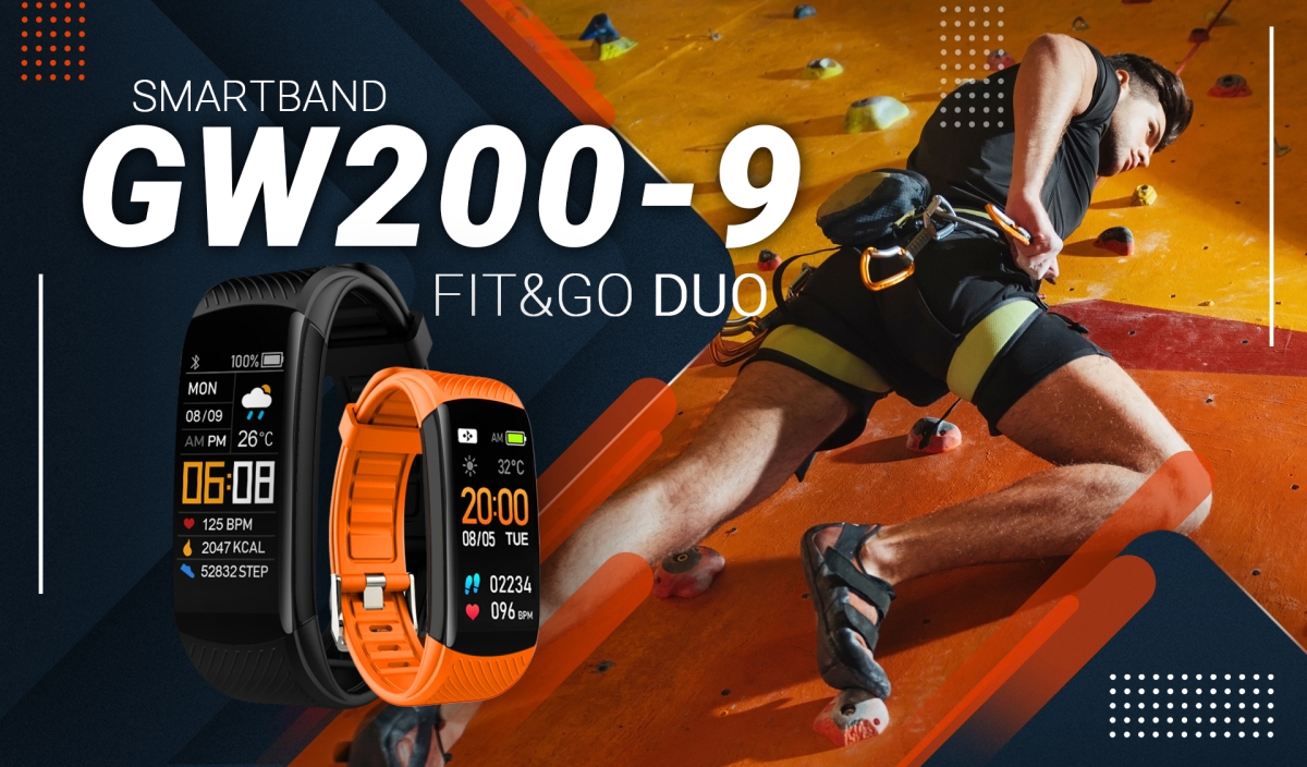 Smartband GIEWONT Fit&GO Duo GW200-9 - Black + Pasek Orange Power - obrazek 3