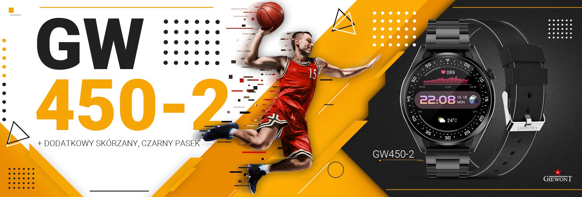 Smartwatch GIEWONT Vertex SmartCall GW450-2 Carbon/Carbon Leather - obrazek 3