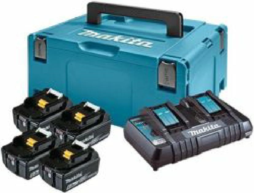 Zestaw Powerpack Makita 18V, 4 akumulatory BL1860B, ładowarka DC18RD, walizka MAKPAC - obrazek 3