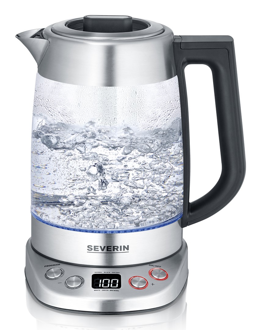 SEVERIN CZAJNIK ELEKTR. SZKŁO-STAL, REGULACJA TEMP. W PODST. AUTO. PROGRAMY, SITKO DO HERBATY, 1,7 L, MOC 3000W WK3480 - obrazek 3