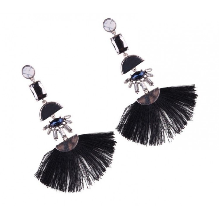 KOLCZYKI CHWOSTY Z KRYSZTAŁKAMI K809