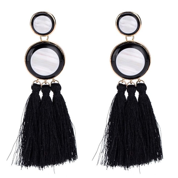 KOLCZYKI CHWOSTY CZARNE K942CZ