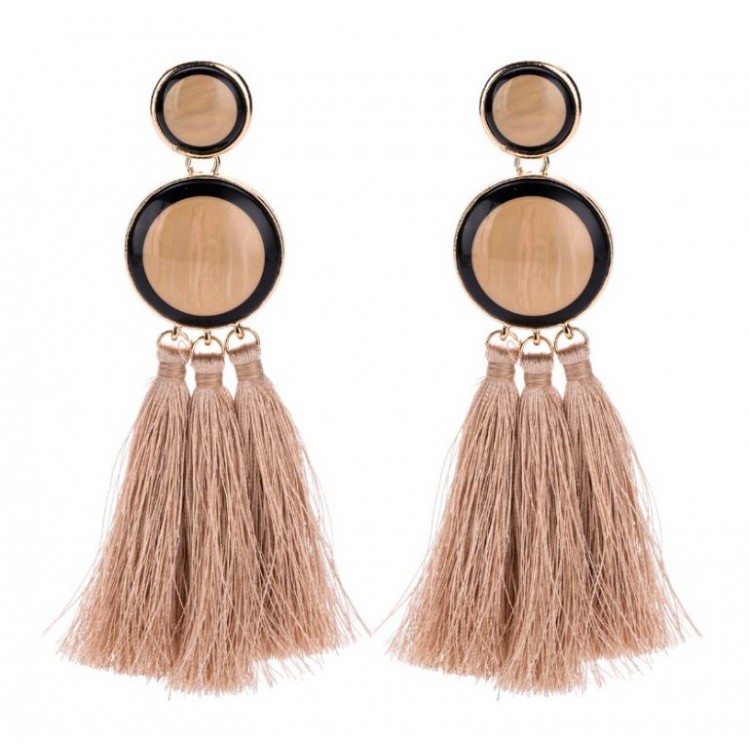 KOLCZYKI CHWOSTY KREMOWE K942K - obrazek 3