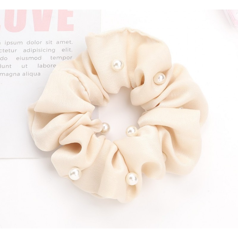 Gumka do włosów frotka perełki krem GUM95K