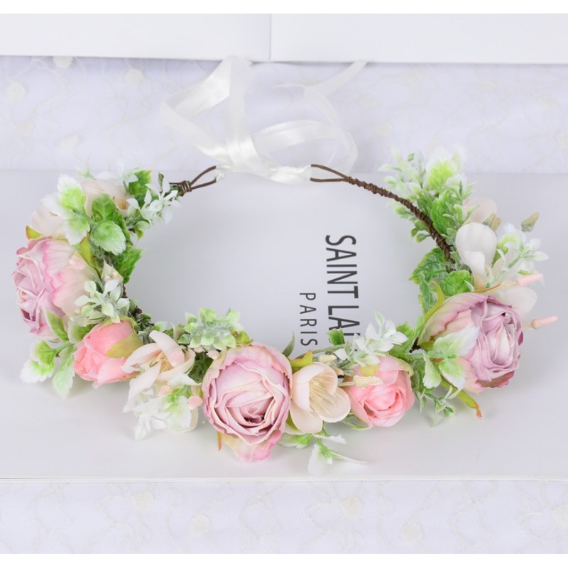 Wianek, opaska do włosów z kwiatów, delikatny wianuszek BOHO W103