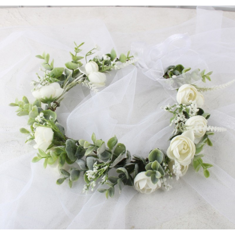 Wianek, opaska do włosów z kwiatów, delikatny wianuszek BOHO W83