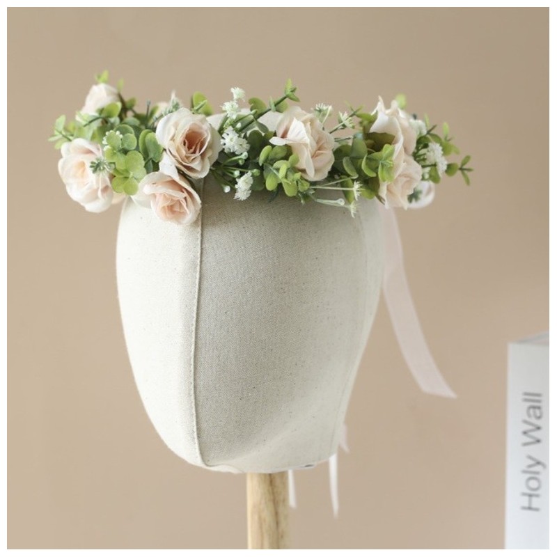 Wianek, opaska do włosów z kwiatów, wianuszek delikatny BOHO W89 - obrazek 3