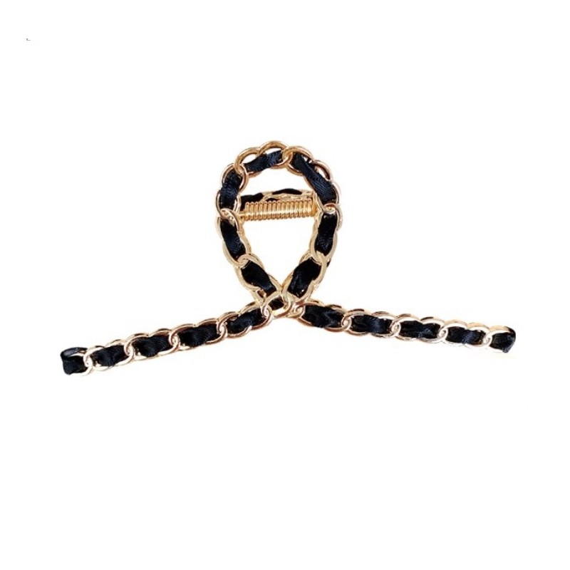 Spinka do włosów klamra XL złota metalowa z czernią 11cm SP231 - obrazek 3