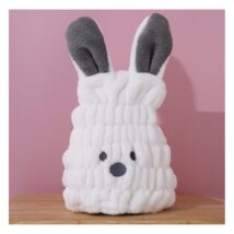 Ręcznik turban na włosy szybkoschnący – biały króliczek REC55WZ1