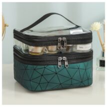 Kosmetyczka rozkładana geometryczna zielona 23×15,5x9cm KS35WZ1