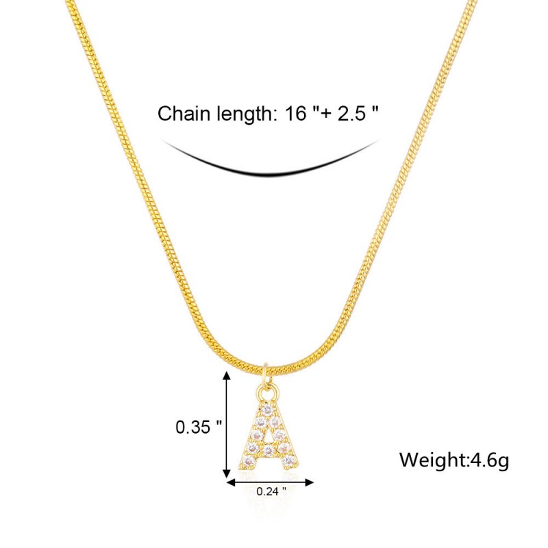 Naszyjnik stal chirurgiczna platerowana złotem literka A NST2086A - obrazek 3