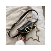 Torebka damska nerka – pasek z ekoskóry czerń T221CZ