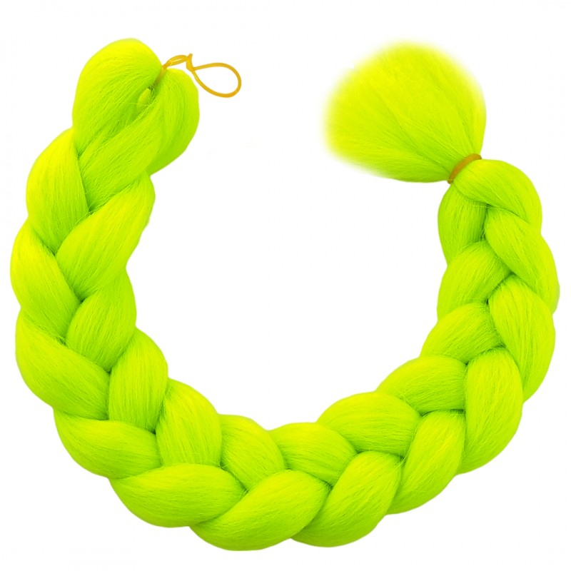 Syntetyczne włosy 120 cm gęste jednokolorowe limonka WLS43