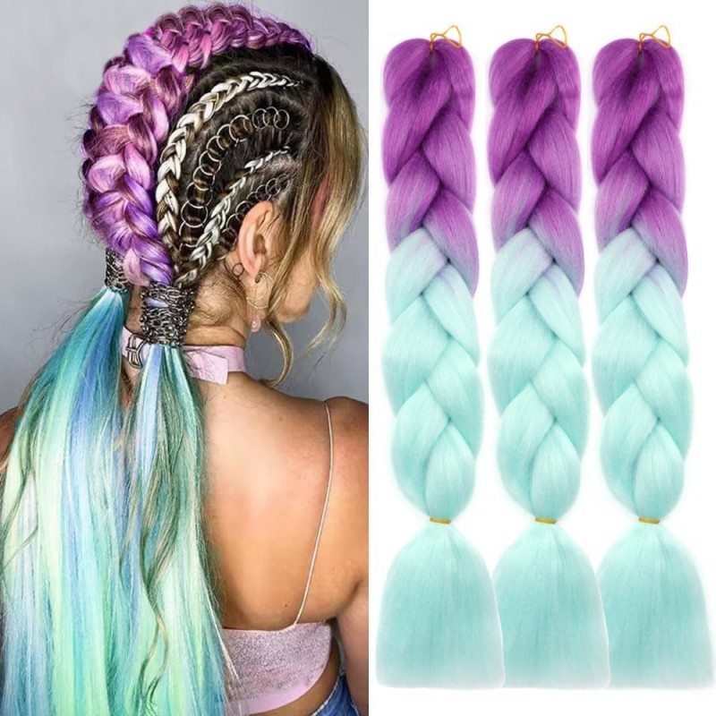 Syntetyczne włosy kolorowe 120 cm gęste ombre WLS51 - obrazek 3