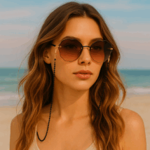 Łańcuszek do okularów czarne koraliki LDK05