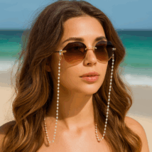 Łańcuszek do okularów białe koraliki LDK14