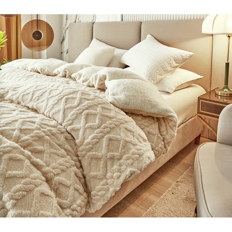 Mięciutki koc XL PLUSZ 180x220cm GRUBY MIĘKKI NARZUTA pleciony kremowy KOC14K