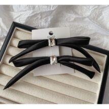 Zestaw 2 spinek do włosów czarne kokardki z kryształkiem XL 10 cm SP339