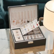 Szkatułka na biżuterię, etui, organizer, pudełko czarna PD155CZ