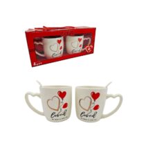 Zestaw KUBKÓW WALENTYNKOWYCH – zestaw 2 szt w pudełku z łyżeczkami 300 ml KB24