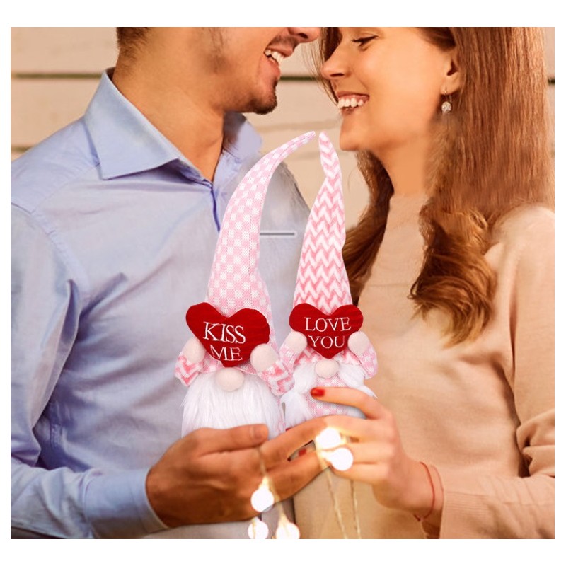 Krasnal Skrzat Walentynkowy Siedzący Pepitka Różowy KSN59 - obrazek 3