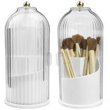 Organizer na pędzle, ryflowany obrotowy, otwierany biały 27 x 12,5 cm CB61B