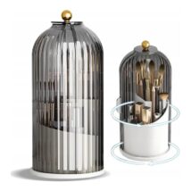 Organizer na pędzle, ryflowany obrotowy, otwierany grafit 27×12,5cm CB61GRAF