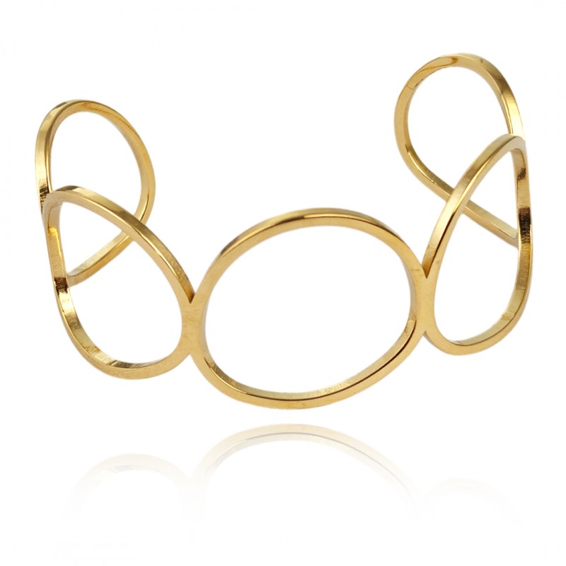 Bransoletka na rękę stal chirurgiczna pozłacana 14k złotem, regulowana BST1529