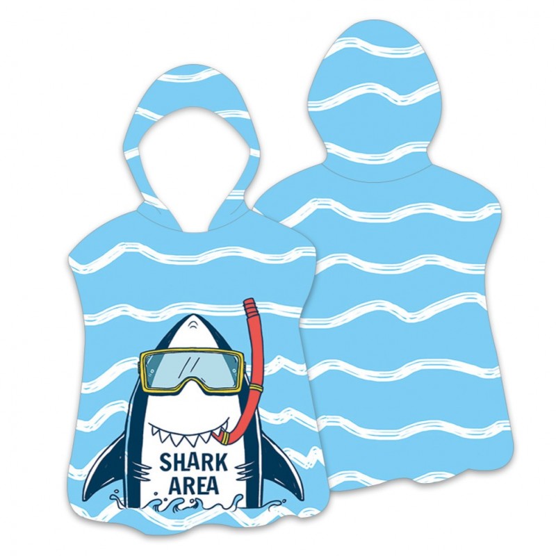 RĘCZNIK PLAŻOWY Peleryna dziecięca SHARK AREA 60 x 60cm PEL02WZ3