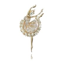 Broszka ozdobna złota Baletnica z cyrkoniami BZ202
