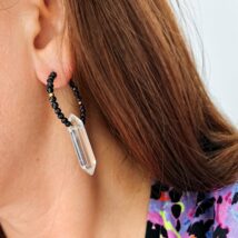 Kolczyki ze stali szlachetnej pozłacanej kryształ górski KST2943