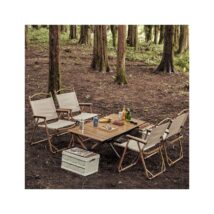 Składane krzesło ogrodowe, turystyczne, kempingowe, kremowe KRT09K