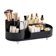 Organizer na pędzle, kosmetyki, ryflowany obrotowy czarny 34,5×14,7×14,3 cm CB56CZ