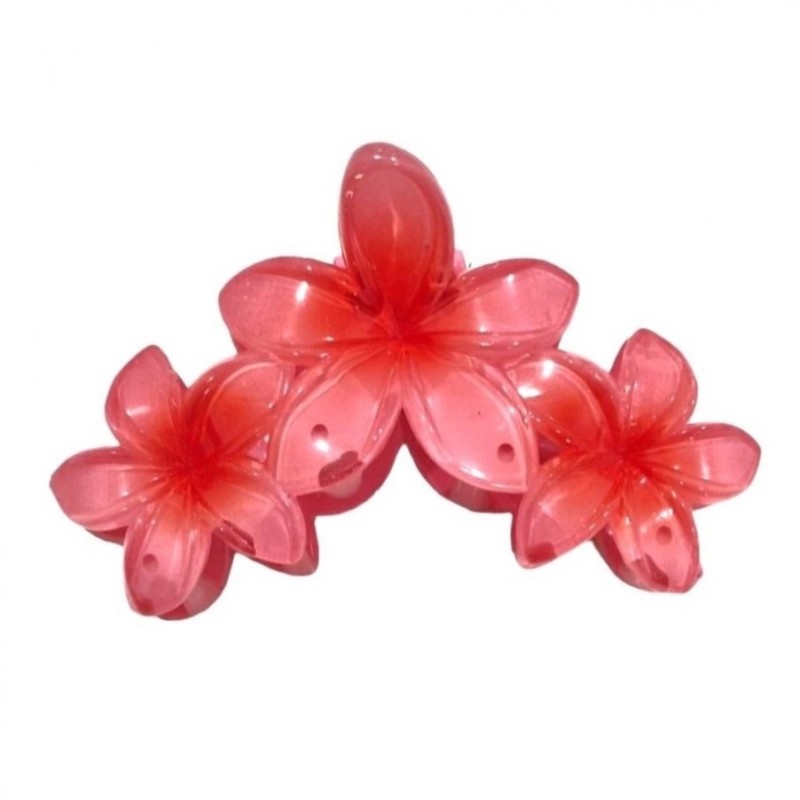 Spinka do włosów klamra duża XL kwiat potrójny różowy 7 x 11cm SP386 - obrazek 3