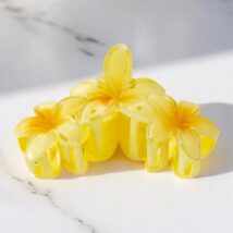 Spinka do włosów klamra duża XL kwiat potrójny żółty 7 x 11cm SP387