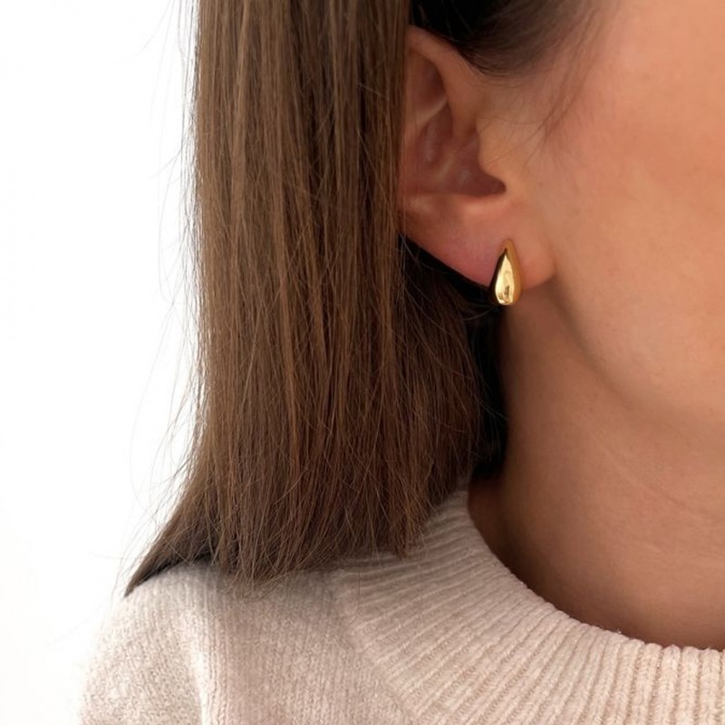 Kolczyki ze stali szlachetnej pozłacanej wkrętki 1,6 cm KROPLE KST3376 - obrazek 3