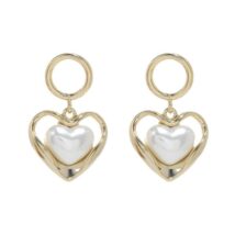 Kolczyki ze stali szlachetnej platerowane 14k złote, perły SERCA, sztyft srebro S925KST3341