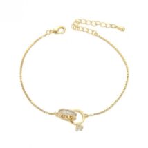 Bransoletka na rękę stal chirurgiczna pozłacana 14k złotem, PIERŚCIONEK z cyrkonią BST1533