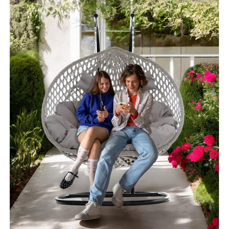 Fotel wiszący, huśtawka kokon z poduszkami DWUOSOBOWY KR29 - obrazek 3