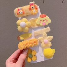 Zestaw pakiet 9w1 spinek wsuwek do włosów puchate żółte SP410