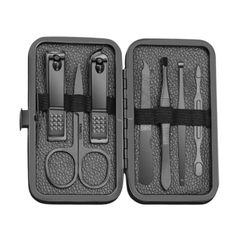 Zestaw akcesoriów do manicure, pedicure w etui, czarny 12w1 AK21