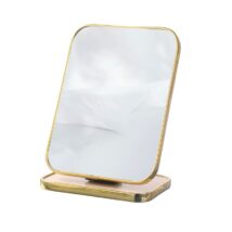 Lusterko kosmetyczne stojące drewniane, prostokątne, złota ramka 15 x 20cm L19