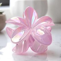 Spinka do włosów klamra XL kwiat, różowa opalizująca 7,5 x 8cm SP424