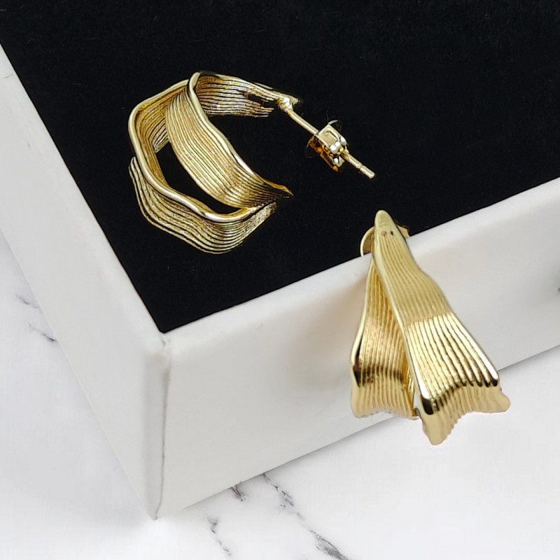 Kolczyki wiszące srebro platerowane 14k złotem, srebro S925 KST3392 - obrazek 3