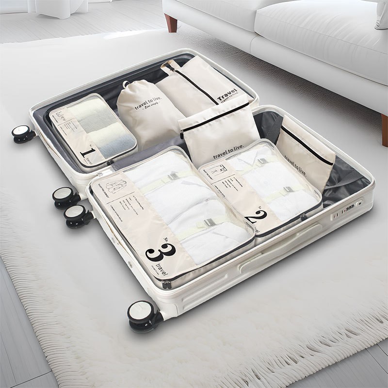 Zestaw podróżny 7 szt kosmetyczek saszetek organizerów czarnych KS142CZ