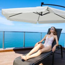 Parasol ogrodowy z wysięgnikiem i falbanką, kremowy 3,5 m. OGP10