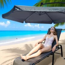 Parasol ogrodowy z oświetleniem SOLAR LED, wysięgnik i falbanka, grafitowy 3,5 m. OGP11SZ