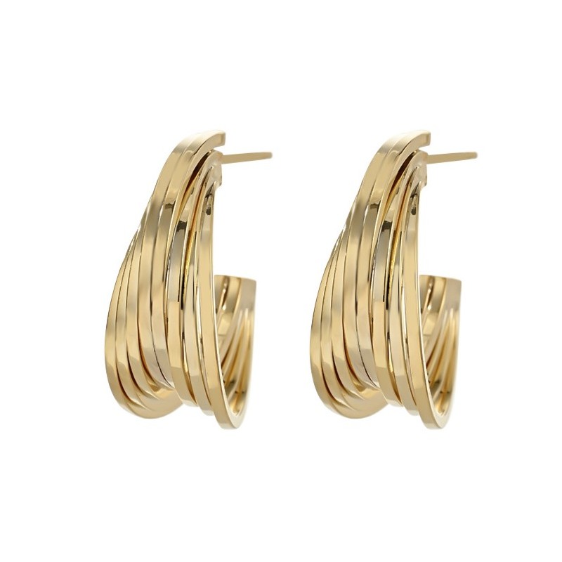 Kolczyki ze stali szlachetnej pozłacanej 14k złotem, sztyft srebro S925 KST3404